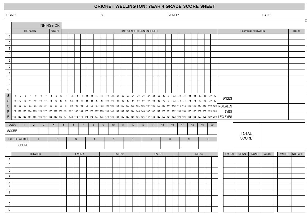 cricket score sheet for 6 overs pdf